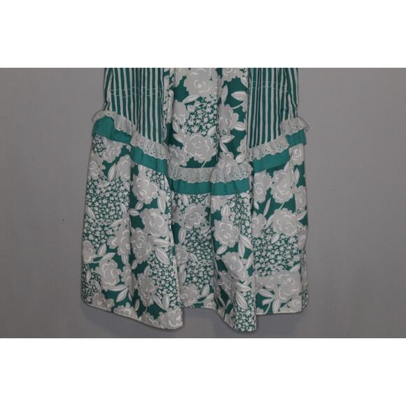 Vintage Tori Richard Floral Striped Muu Muu Ruffled Dress Green White Medium - Picture 6 of 16